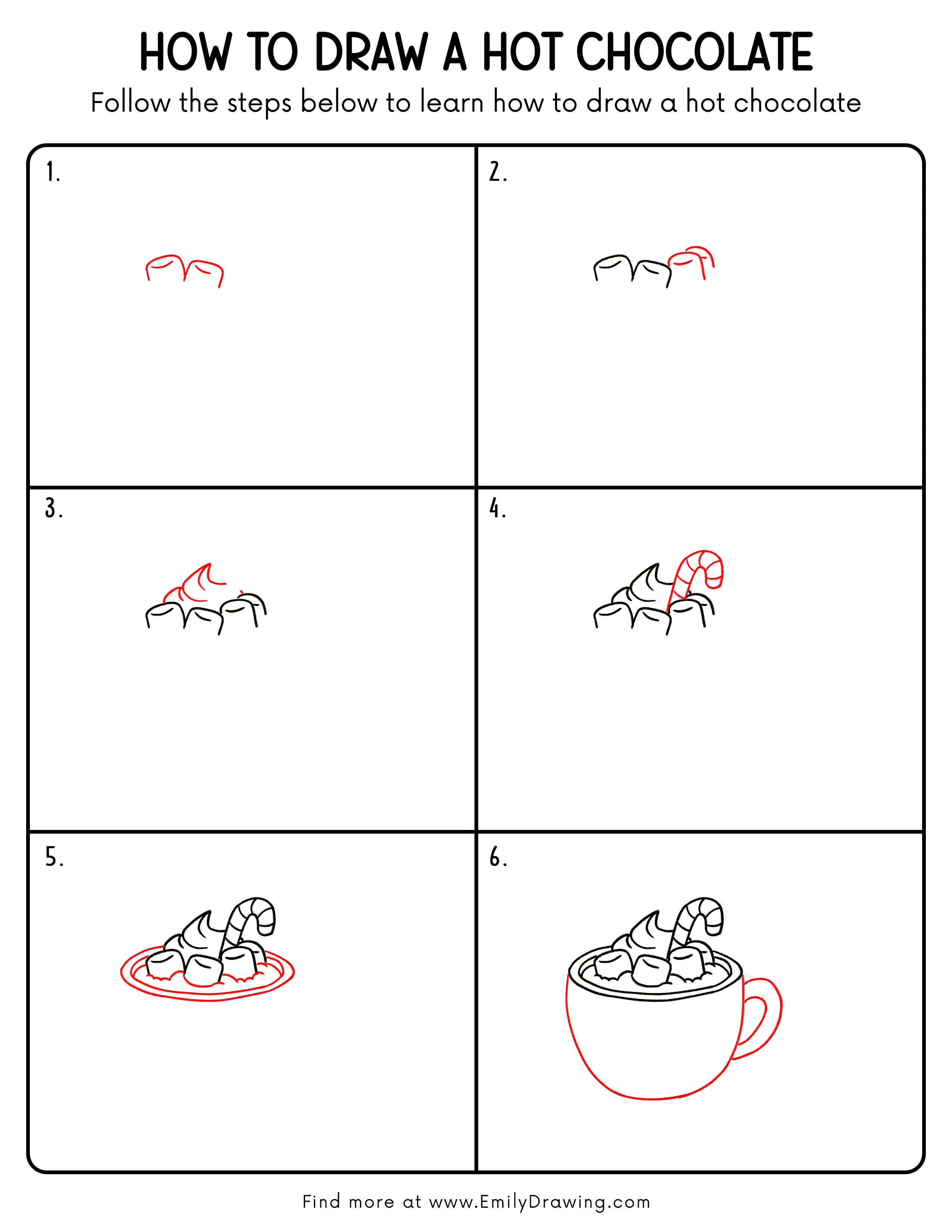 Printable Hot Chocolate Drawing Guide